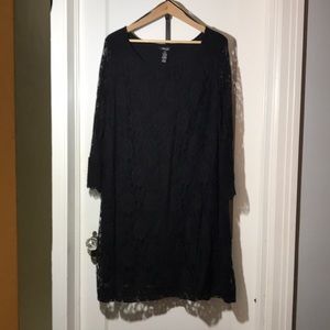 Style & Co. Women Black Lace with Black Lining Body of Dress 2X Below Knee